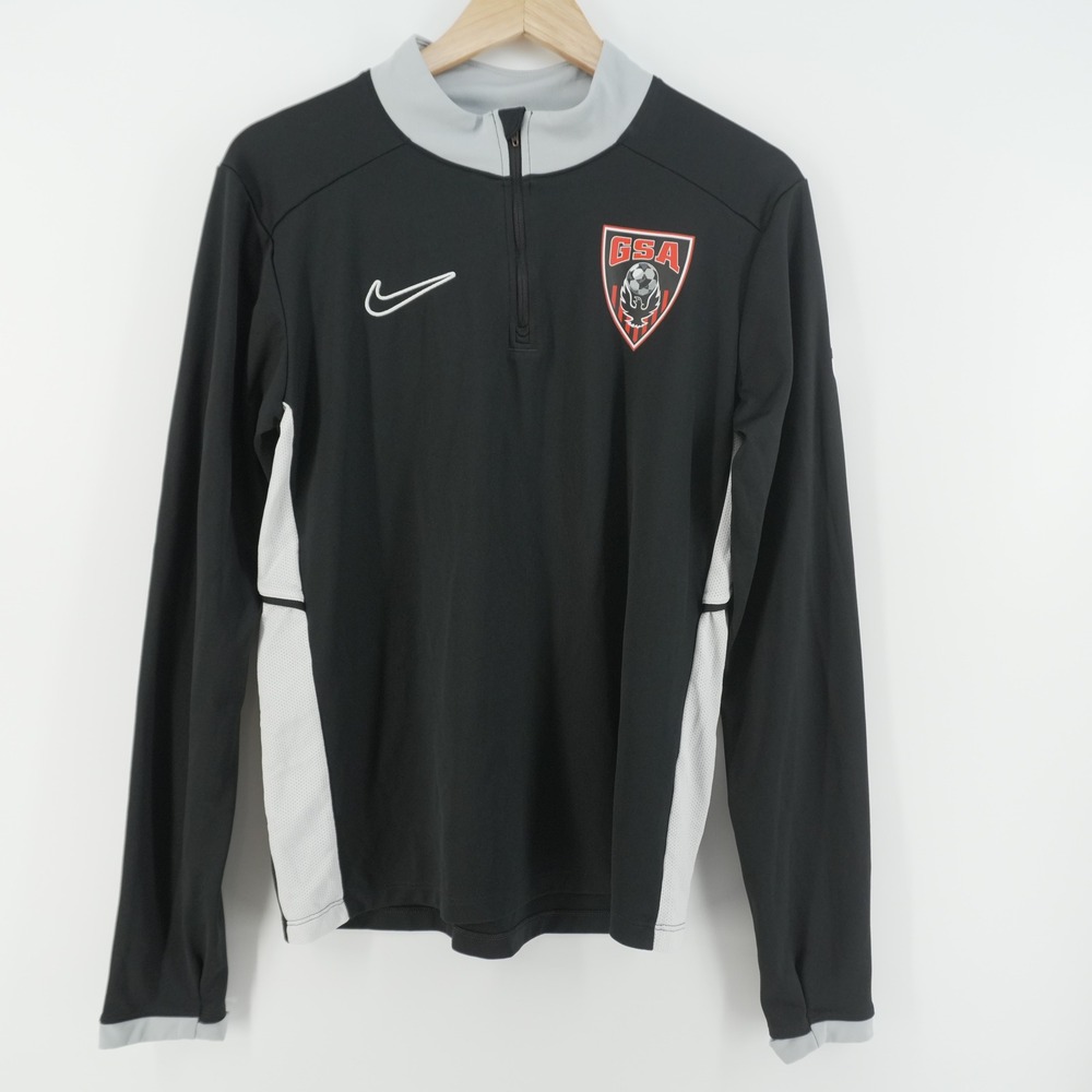 Nike Dri-FIT Soccer Quarter Zip Pullover Men Small Black Grey GSA Training Top